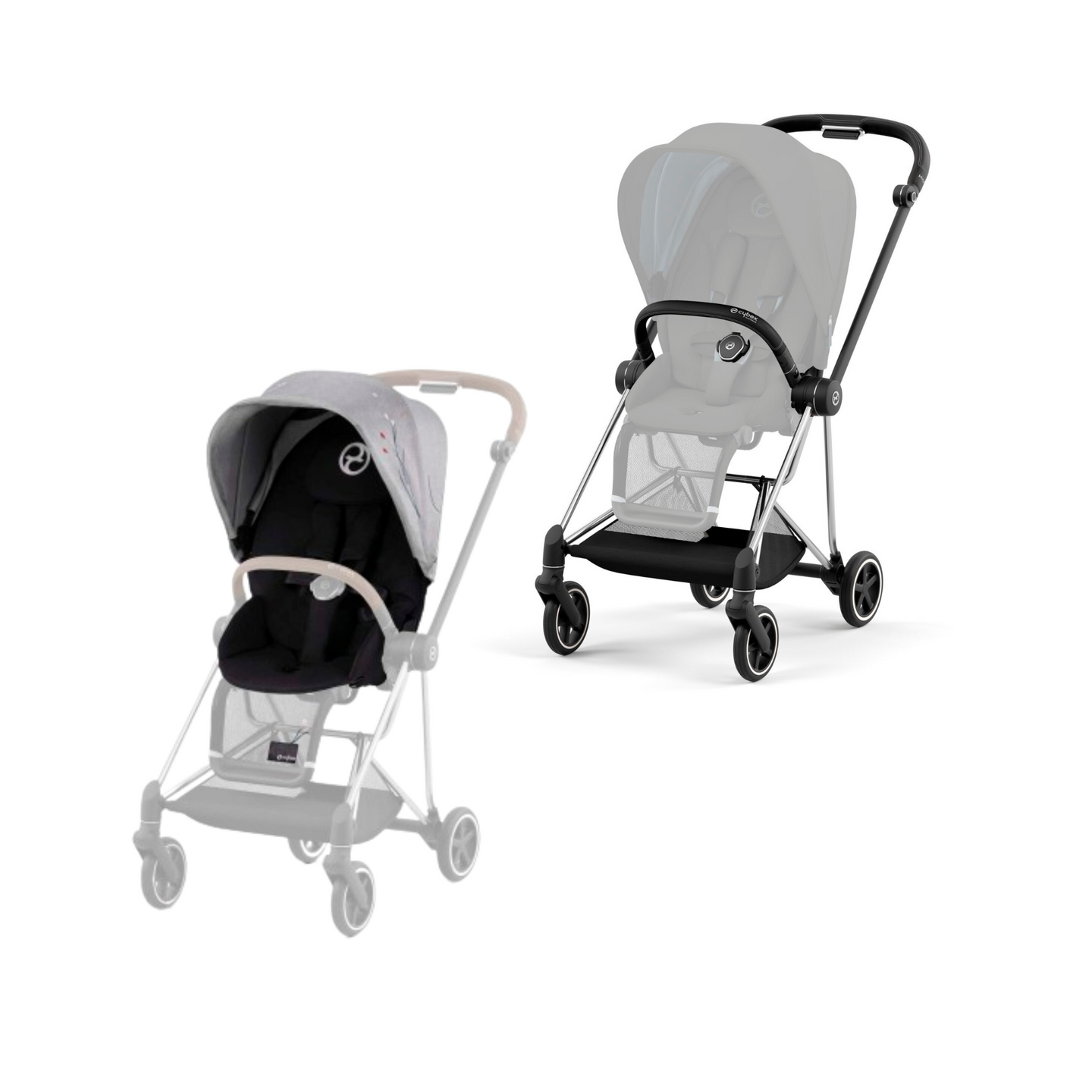 Cybex - Mios Chrome Black Frame with Seat Pack